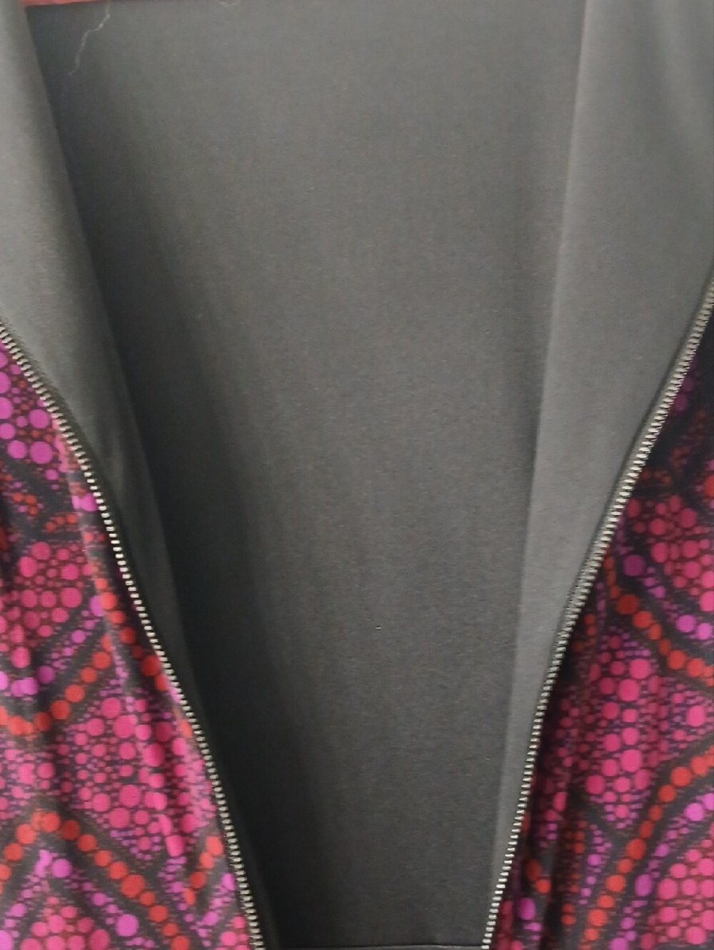 Maggy London Black Dress with Fuchsia and Purple Geometric Print - Picture 4 of 5